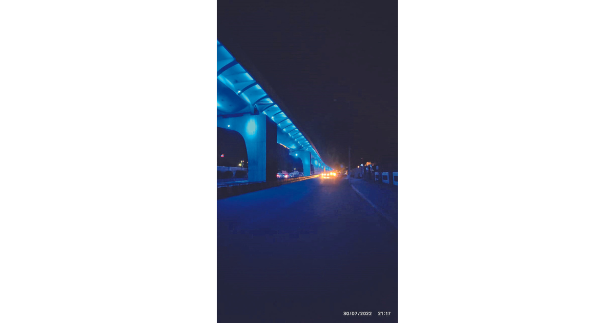 Dynamic facade lighting illuminates Sodala elevated road